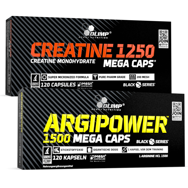 Olimp Creatine 1250 Mega Caps - 120 Kapseln + Olimp ArgiPower 1500 Mega Caps - 120 Kapseln