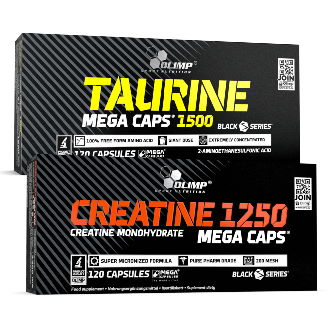 Creatine 1250 Mega Caps - 120 Kapseln + Taurine Mega Caps 1500 - 120 Kapseln