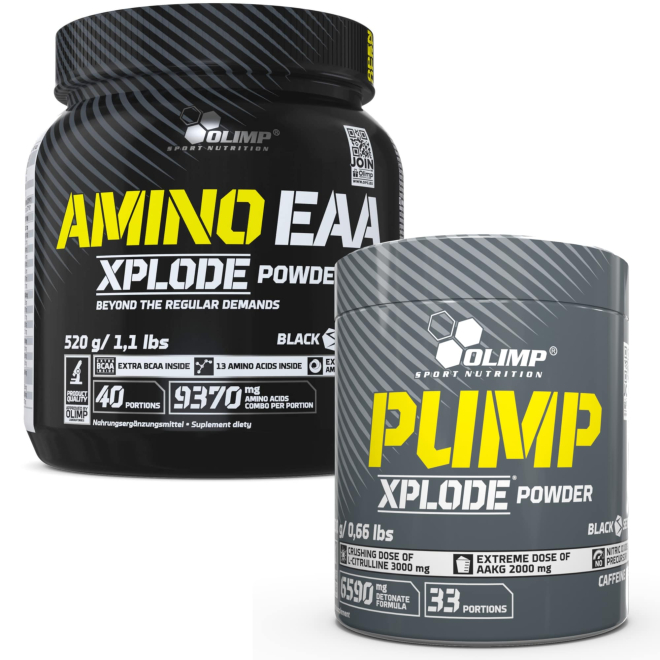 Olimp Amino EAA Xplode Powder - 520 g ice tea + Olimp Pump Xplode® Powder - 300 g punch